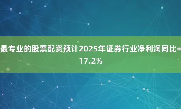 最专业的股票配资预计2025年证券行业净利润同比+17.2%