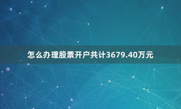 怎么办理股票开户共计3679.40万元