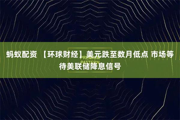 蚂蚁配资 【环球财经】美元跌至数月低点 市场等待美联储降息信号