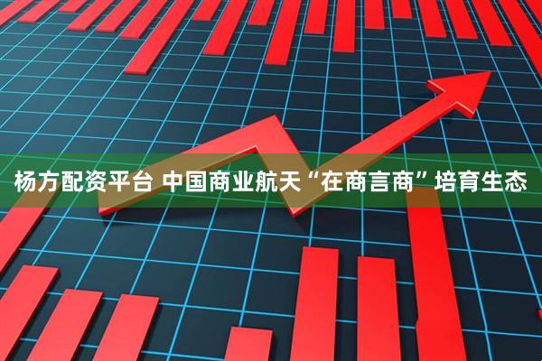 杨方配资平台 中国商业航天“在商言商”培育生态